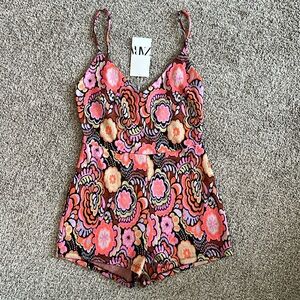 Zara Pink and Orange Paisley Jumpsuit